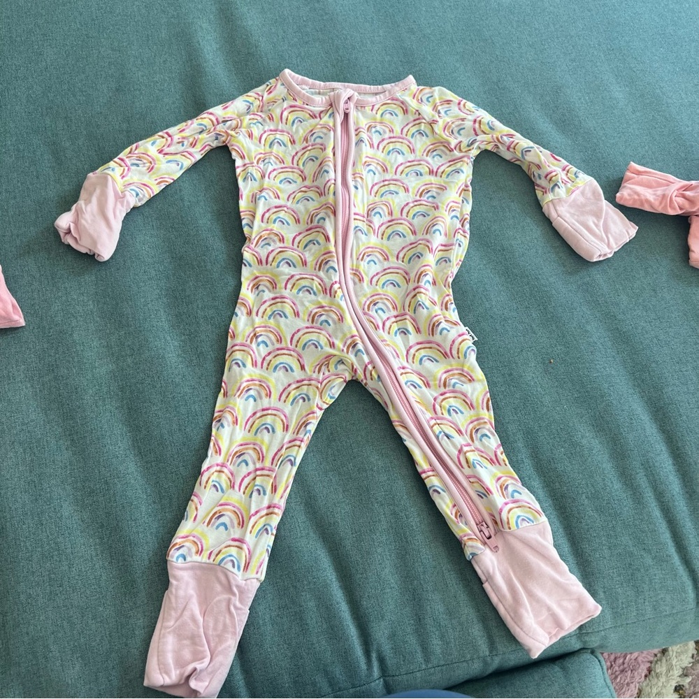 Little Sleepies Rainbow Pajamas - Pink and Multicolor